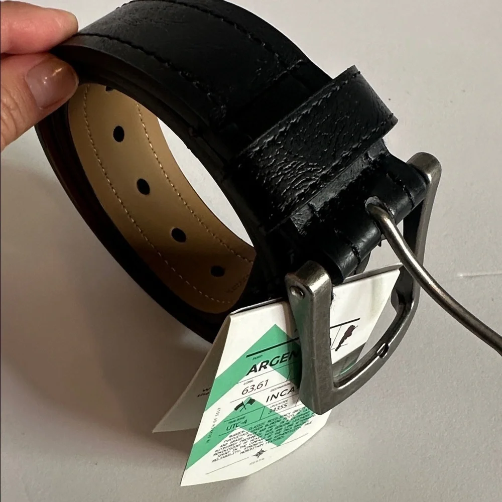 Mio Marino Argentina Inca Trail Classic Black Leather Belt for Men